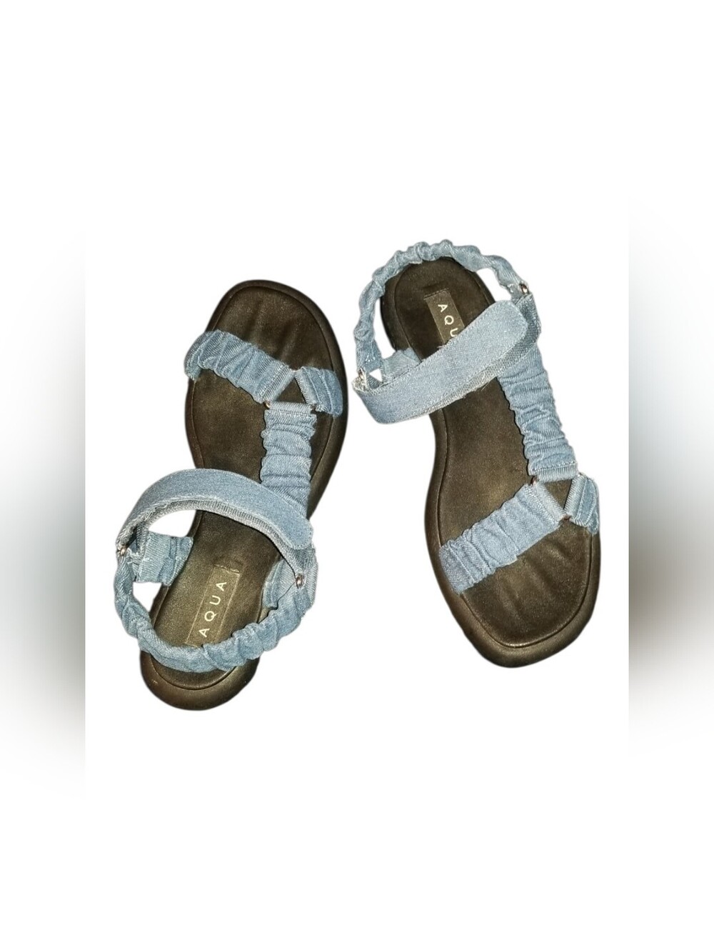 Aqua Tenley Platform Denim Sandals. Color Indigo Blue. Size 10. - Picture 9 of 9